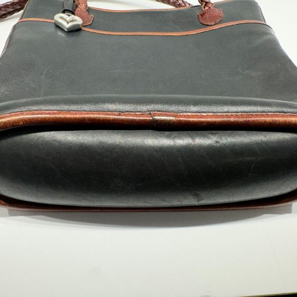 BRIGHTON Black & Brown Genuine Leather Bucket Tote - VINTAGE - Picture 8 of 12